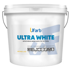 Фарба інтер'єрна білосніжна для стін та стель акрилова UFarb ULTRAWHITE, 14 кг